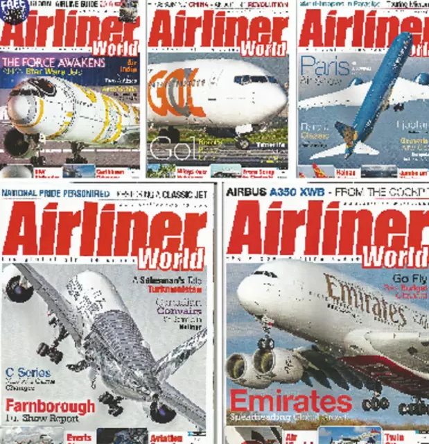 AIRLINER WORLD Prop & Piston Jet Airline Airports Magazine 2015 2019 - Select Ed
