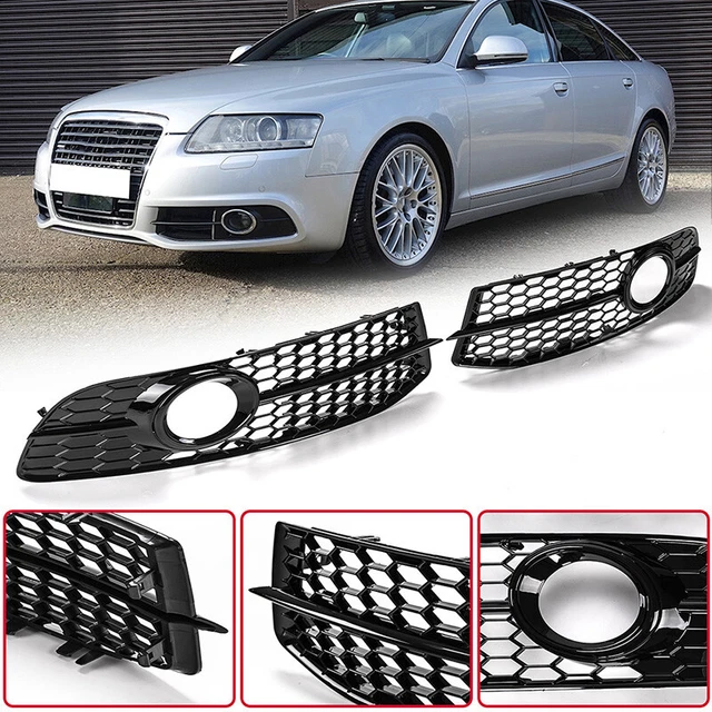 2X FOR Audi A6 C6 Sline 200811 Black Front Bumper Fog Light Lamp