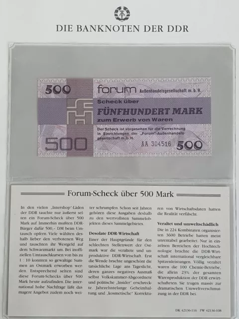 DDR 500 Mark Forum Scheck unc. 1979 Kassenfrisch Intershop Waren Einkauf