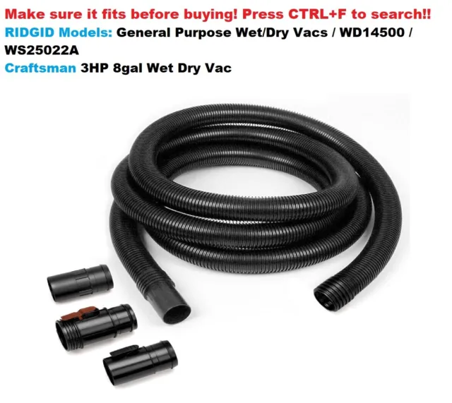 Extra Long Wet/Dry Vacuum Hose For All Brands And Models Listed