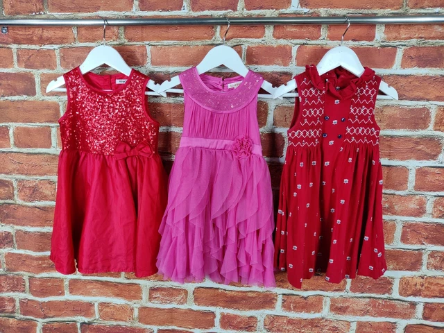 Pacchetto Abiti Senza Maniche Ragazze Età 2-3 Anni Bluezoo Next Ecc Festa Rosso 98Cm