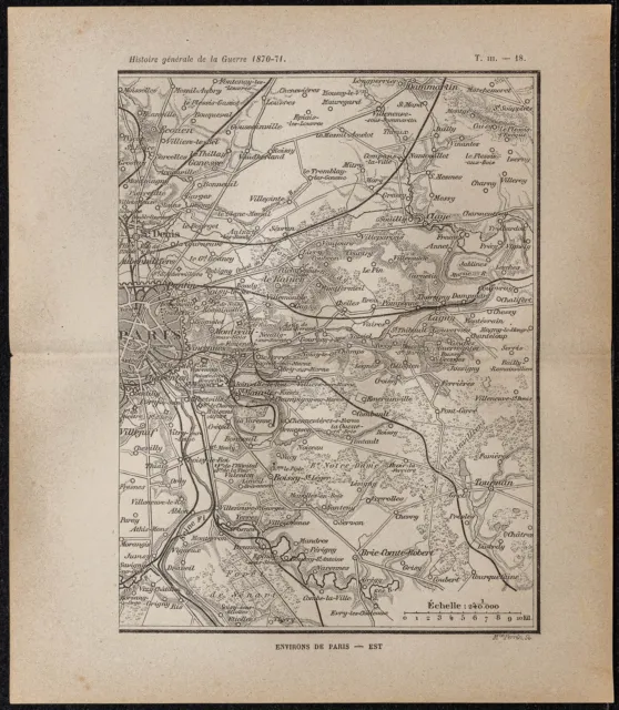 1898ca - Environs de Paris (Est) en 1870 - Carte de la guerre