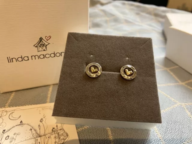 Linda Macdonald Designer Sterling Silver Heart & Stud Earrings BNIB