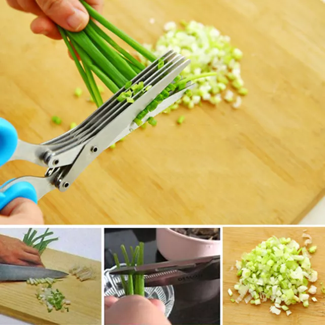 5 Layers Blade Scallion Scissors Kitchen Chop Shred Fruit Vegetable Herb Scissor