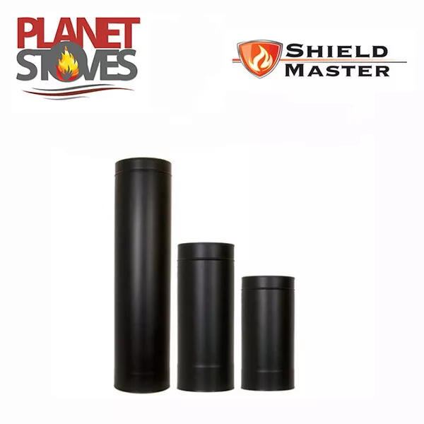 Shieldmaster Twin Wall Flue Pipe Straight & Adjustable Lengths  - Black