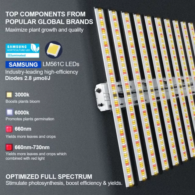 Phlizon 640W con luz de crecimiento LED Samsung espectro completo comercial cultivo interior 6X6 pies 2