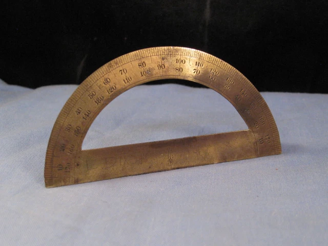 Antique Protractor Ruler VICTORIAN ANTIQUE ENGLISH Brass Math Mathematics Protractor Engineers ...