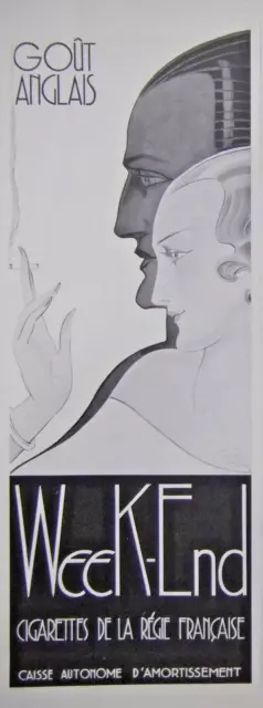 Publicité Presse 1933 Goût Anglais Week-End Cigarettes De La Régie France- Tabac