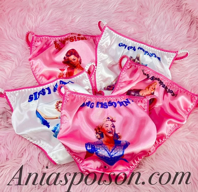 SISSY SATIN PINUP Panties for MEN - Valentine’s Humiliation shiny