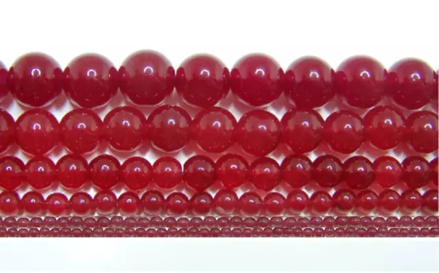 Red Jade Beads 4mm-6mm-8mm-10mm-12mm-14mm Real Stone 15" Strand AAA+