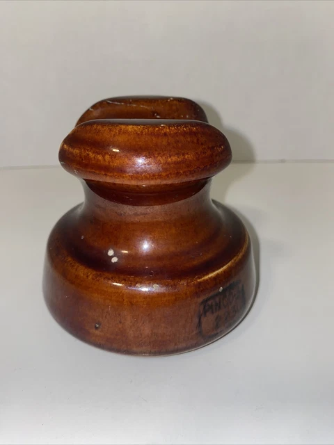 Vintage Pinco-2 223 High Voltage Insulator Electric Brown Ceramic Porcelain 2