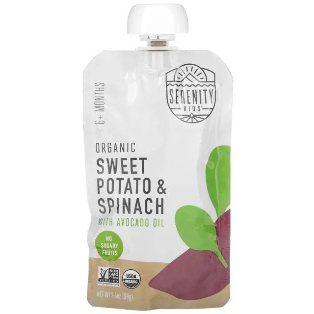 Serenity Kids, Baby Food, 6+ Month, Organic Sweet Potato & Spinach