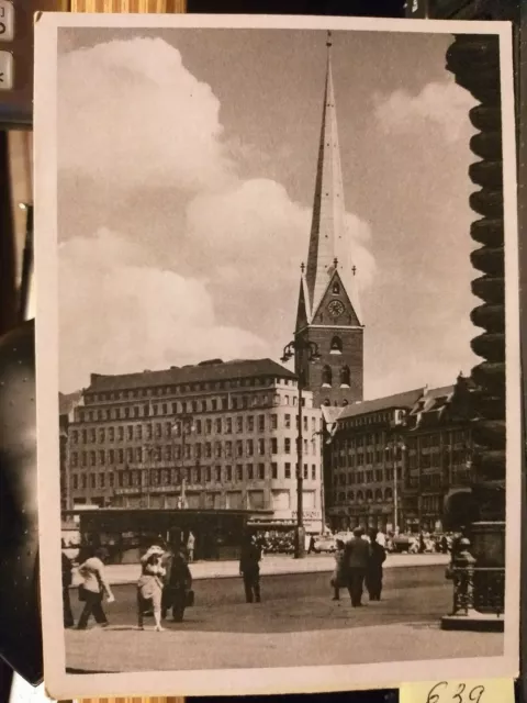 Alte Karte aus alte Album, Dachbodenfund, Hamburg, Am Rathausmarkt, Kirche