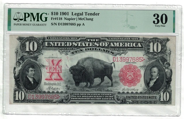 🇺🇸🇺🇸   1901  $10 Ten Dollars Bill "Bison"   Legal Tender Note 🇺🇸🇺🇸