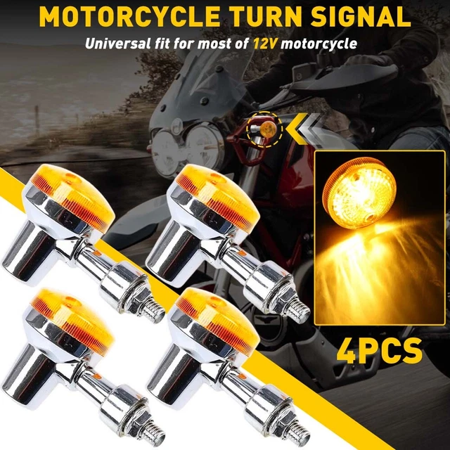 Chrome Motorcycle Bullet Amber Blinker Running LED Turn Signals Tail Rear Light