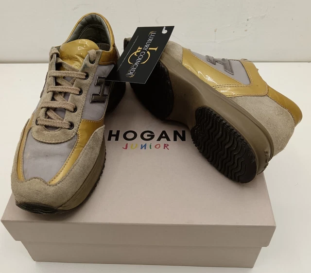 HOGAN NEW INTERACTIVE JUNIOR SNEAKERS CAMOSCIO, VERNICE E TESSUTO TECNICO n°34