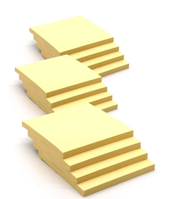 Sticky Notes 3" X 3" Yellow Stick On Note. Self Stick It Notes. Strong Sticking