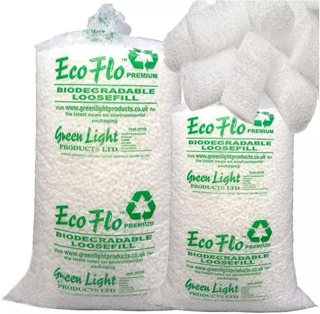 Ecoflo Biodegradable Loose Void Fill Packaging Packing Peanuts Chips 1cft 60cft