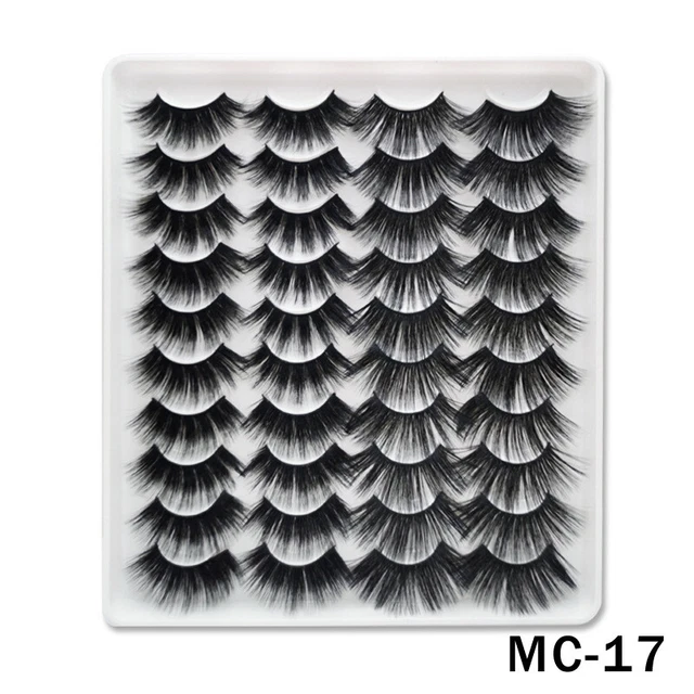 20 Pair 3D Natural Bushy Cross False Eyelashes Mink Hair Eye Lashes Black #MC