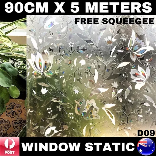90CM x 5M Static Cling Glueless Reusable Removable Privacy Window Glass Film D09