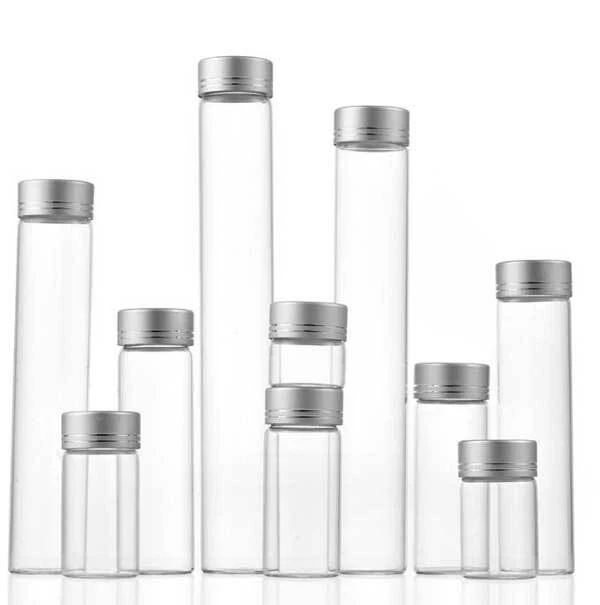 Bulk Buy Empty 5ml-200ml Clear Glass Bottles With Aluminum Silver Line Caps