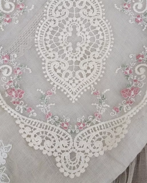 VICTORIAN TRADING CO Rose Garden Embroidered Floral Lace Doily Ivory ...