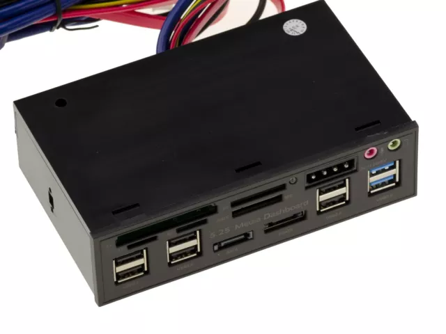 Façade 5.25 pour CF SD MicroSD MMC USB2 USB3 eSATA SATA Audio 12V 5V