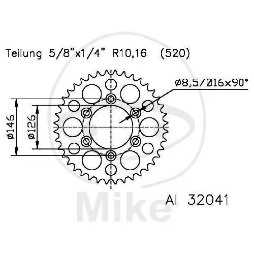 Esjot Kettenrad alu 40 Zähne 520 Teilung / 51-32041-40 ESJOT 2