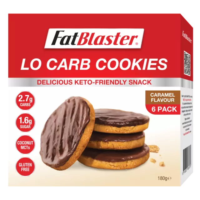 FatBlaster Lo Carb Cookies 6pk (180g ℮) - Caramel Flavour Keto Friendly Low Carb