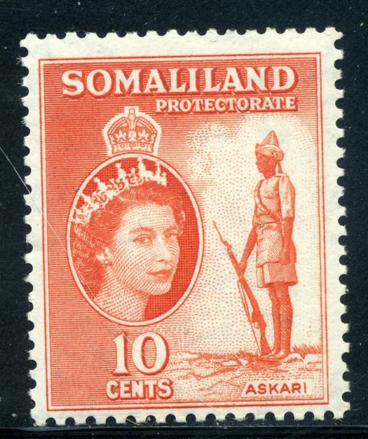 SOMALILAND;  1953 early QEII issue fine Mint hinged value  10c.