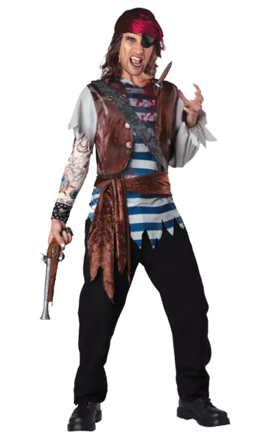 Mens Dead Man's Chest Pirate Sea Captain Halloween Fancy Dress Costume