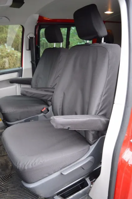 VW Transporter T6 Waterproof Heavy Duty CAPTAIN SEATS Seat Covers Black