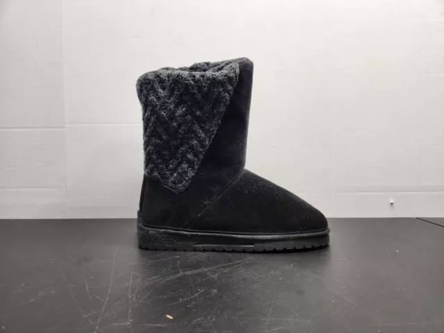Essentials by MUK LUKS Womens Black Sarina Knit-Panel Boots Cable Knit Size 7 M