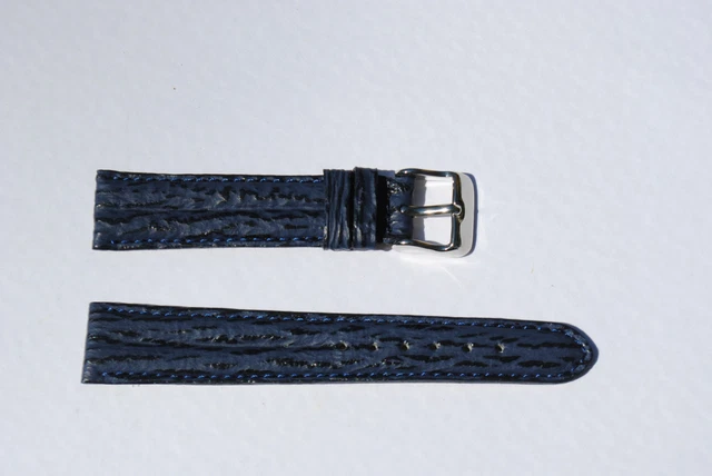 Bracelet Montre Cuir Requin Véritable Vert Doublé, Largeur 18mm Double Joncs - Marque ACH, Neuf Sans étiquette