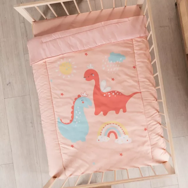 Dinosaurios Juego De Cuna Para Niñas 3 Piezas 100% Algodón