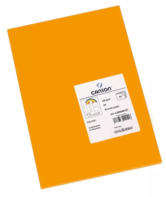 Canson Iris Vivaldi A3 185 GSM Smooth Colour Paper - Clementine (Pack of 50 Shee