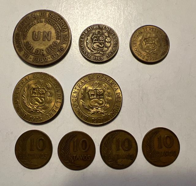 ASSORTED LOT OF 9 PESOS AND CENTAVOS FROM 1951 Thru 1973.