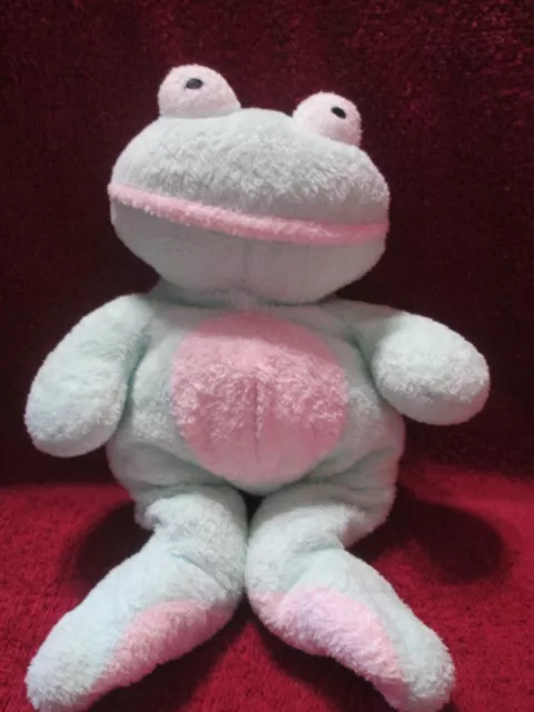 Ty Pluffies FROG Grins Plush Stuffed Animal Bean Toy Pink & Green 2002 11"