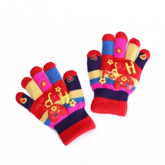 Fingerless Knitting Mittens Knitted Mitten Lovely Winter Warm  Baby Kids 3