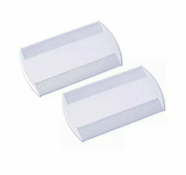 2 X White Double Sided Nit Combs for Head Lice Detection Comb Kids Pet Flea