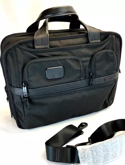 TUMI Alpha 2 T-Pass 12" x 16" Black Expandable Laptop Travel Bag NWT