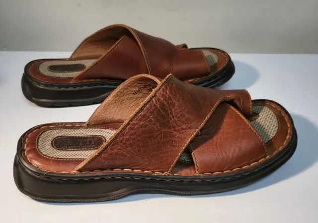 BORN Leather Casual Comfort Sandals Brown Womens 11 Mens 9-9.5 Slip On Shoes