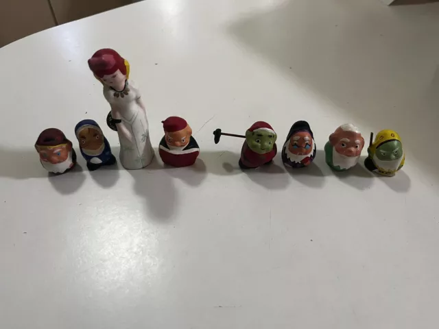 VINTAGE Clay Figures (8) Handpainted Snow White and the 7 Dwarves