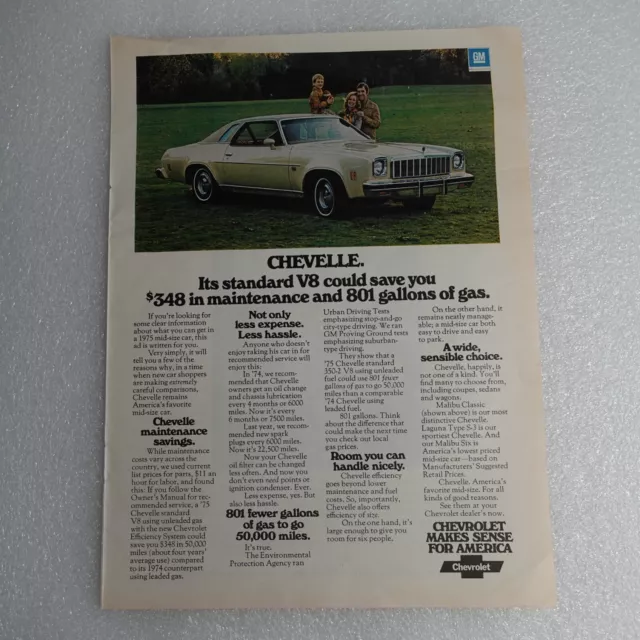 Vintage Print Ad Chevrolet Chevelle Sports Illustrated Feb 17, 1975
