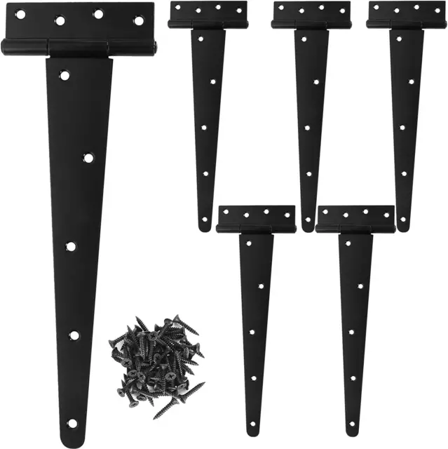 6Pack 12Inch Heavy Duty T-Strap Gate Hinges W/ Screws for Wood Fences Barn Doors
