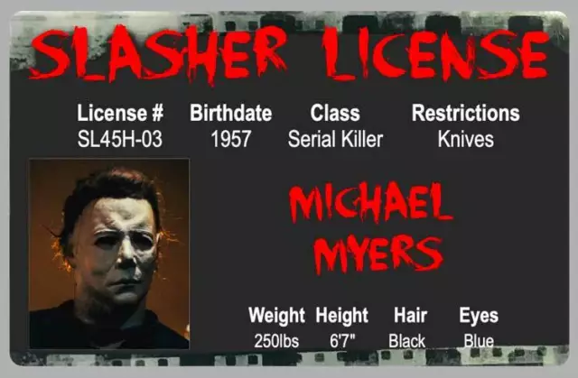 Michael Myers Novelty License ID Card  Halloween Movie (John Carpenter)