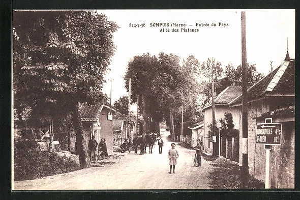 CPA Sompuis, Entrée du Pays, Allée des Platanes
