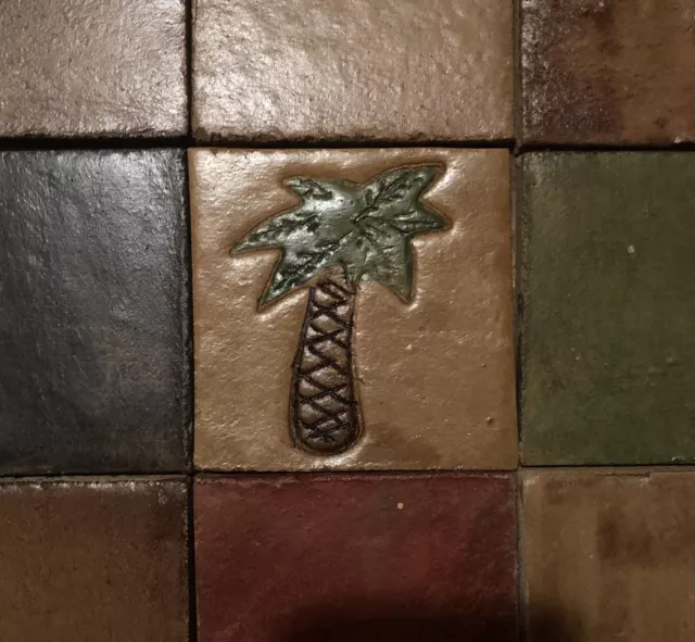 4x4 Palm Tree Decoration Accent Fireplace Kitchen Tile by Cottage Craft Tile