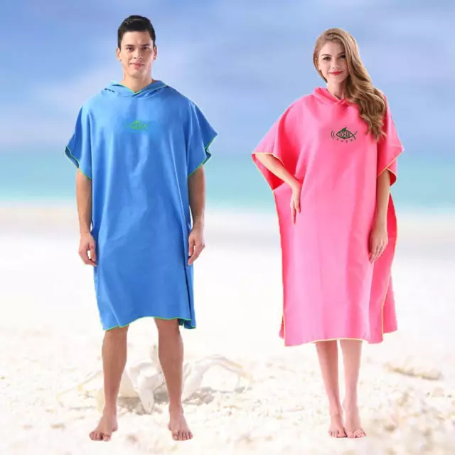 Unisex Adult Changing Robe Towel Beach Bath Hooded Quick Dry Poncho Bathrobe dd