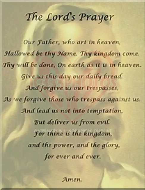 JESUS CHRIST THE Lords Prayer God Father Son & Holy Spirit 8.5X11 Photo ...